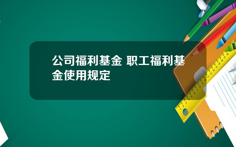 公司福利基金 职工福利基金使用规定